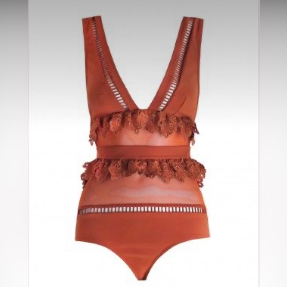ZIMMERMANN Lace Trim Embellishment One-Piece Size: L